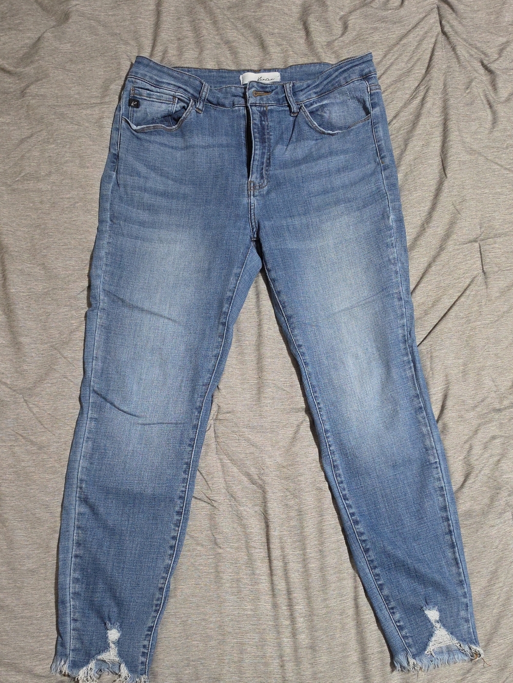 KanCan Light Blue Cropped Ankle Jeans with Frayed Hem